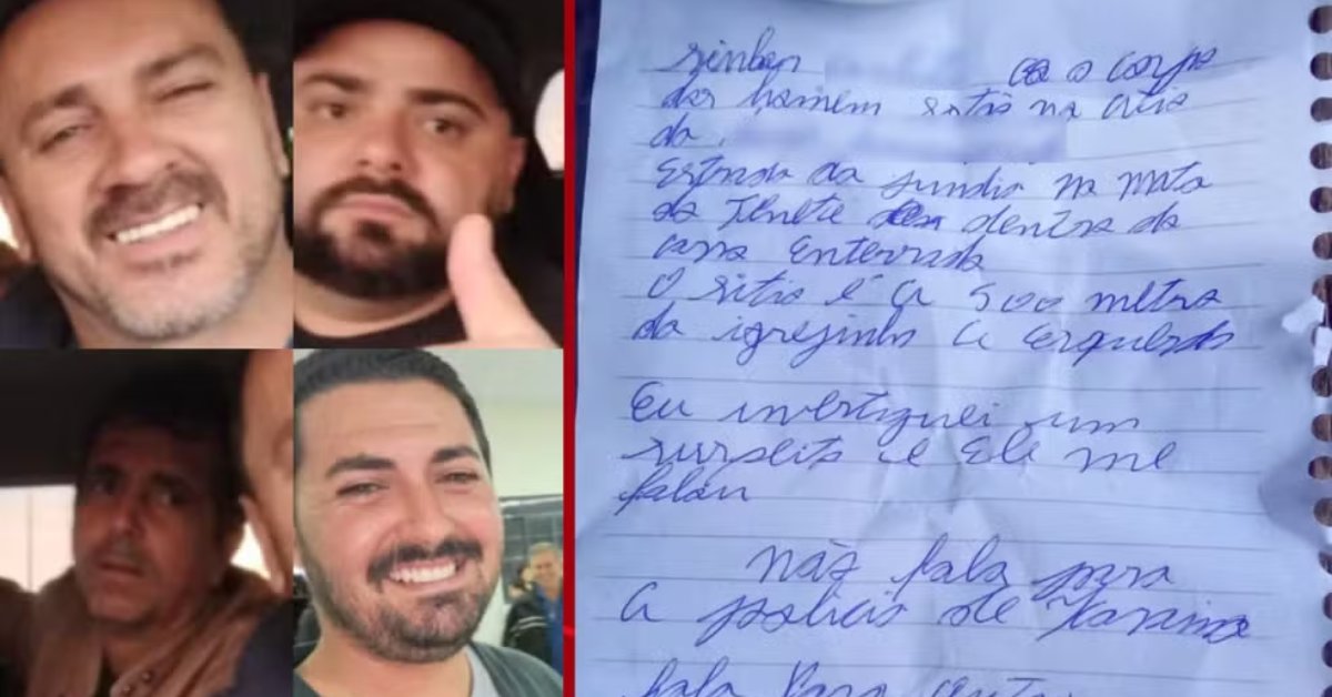 Uma carta anônima ajudou as autoridades a encontrarem a picape dos homens que seguem desaparecidos após terem ido cobrar um dívida.
